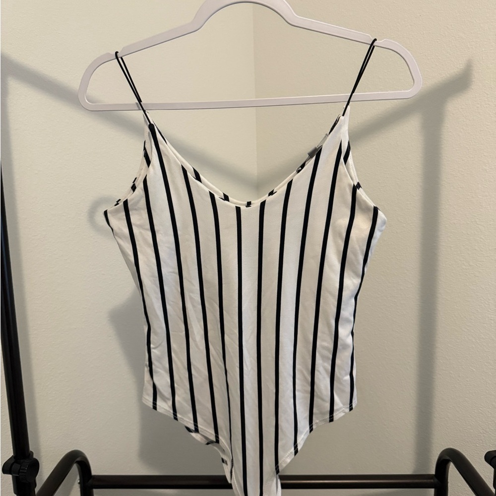 Striped Black and White Bodysuit